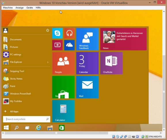 Windows 10 Technical Preview als virtuelles System unter VirtualBox
