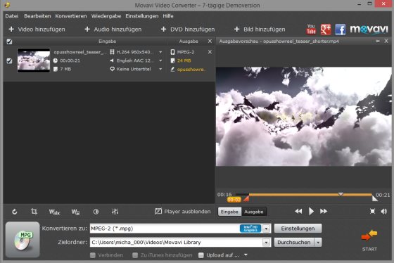 Flotte Videokonvertierung mit dem Movavi Video Converter (Mac / Windows)