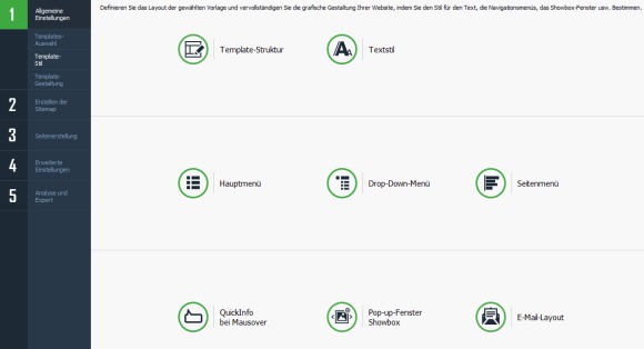 website x5 template stil festlegen