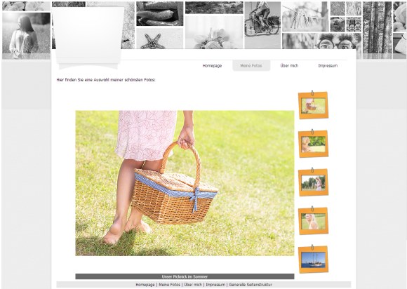 WebSite X5: mit Vorgabe Template erstellte Webseite mit Fotogalerie