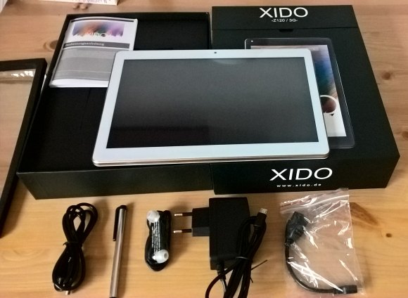 XIDO Z120/3G Tablet - Zubehör und Verpackung