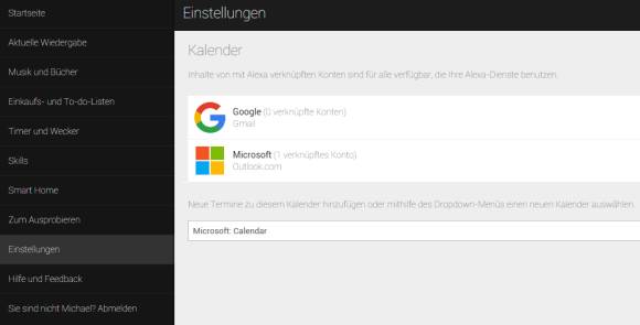 Echo Kalender mit Microsoft Outlook Kalender verknüpfen