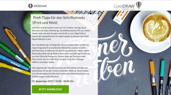 Corel Webinar „Profi-Tipps für den Schrifteinsatz (Print und Web)“ 