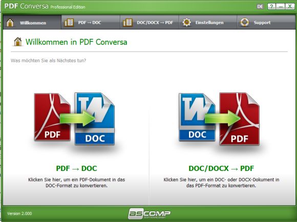 PDF Conversa - PDF Dokumente ins DOC Format konvertieren
