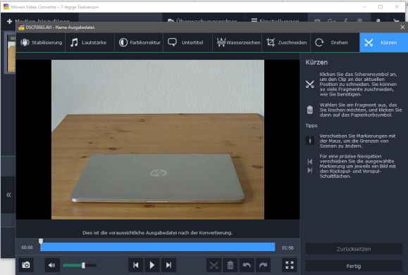 Movavi Video Converter: Video Bearbeitungsfunktionen