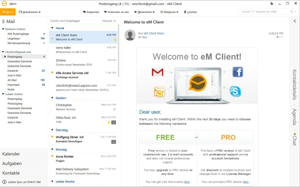 eM Client Posteingang 7.1