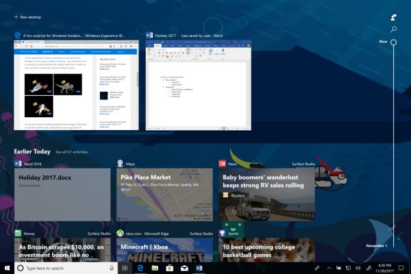 Timeline in Windows 10