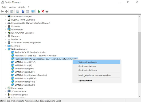 Wifi Adapter Treiber aktualisieren
