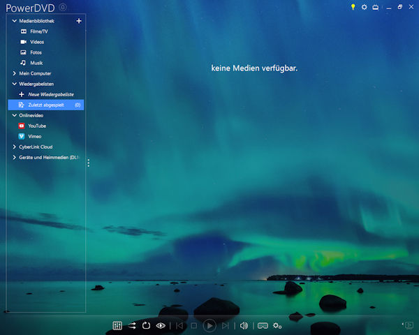 PowerDVD 18 Bebutzeroberfläche