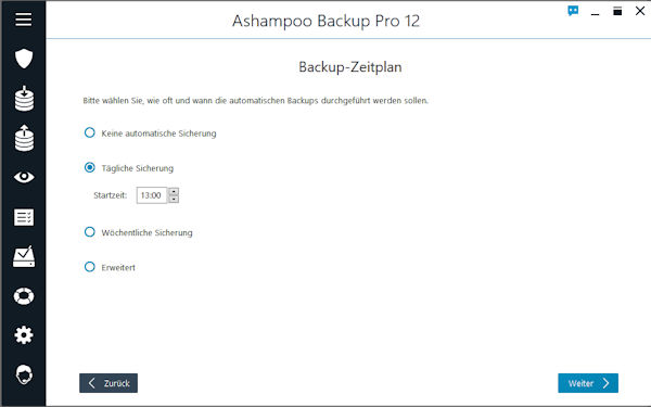 Ashampoo Backup Pro 12 Zeitplan