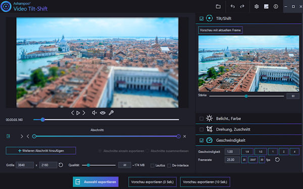 Ashampoo Video Tilt-Shift für Miniatureffekte in Videos