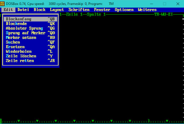 TextMaker 2.2 für Dos in der DosBox