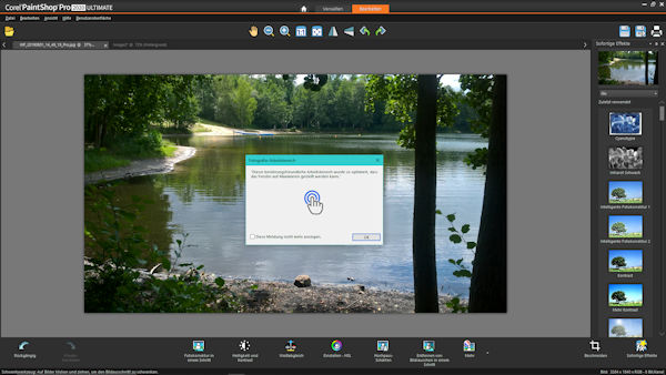 Corel PaintShop Pro 2020 Fotografie Bearbeitungsmodus mit Touch-Bedienung