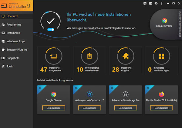 Ashampoo Uninstaller 9 - Software gründlich deinstallieren