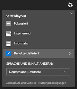 Edge - Seitenlayout anpassen