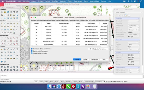 CorelCAD 2021 - Datenextraktions-Assistent