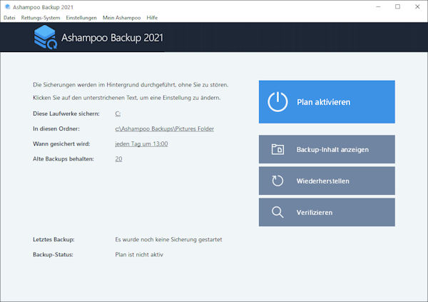 Ashampoo Backup 2021 - kostenlose Backup Software