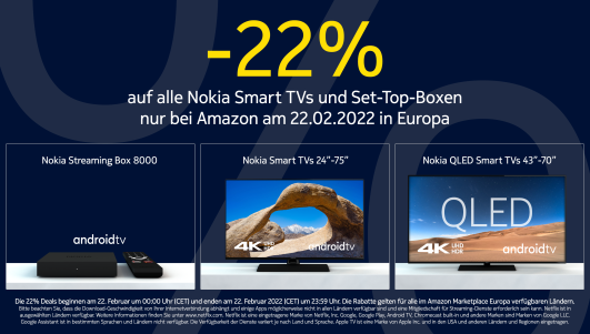 Mega Deal für Nokia Smart TVs und Nokia Streaming Box am 22. Februar