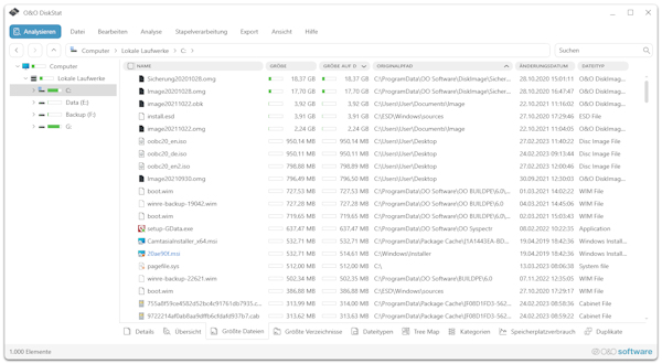 O&O Diskstat4 Speicherplatz -Verbrauch anzeigen