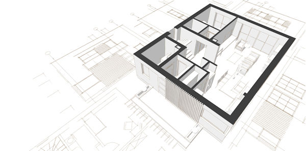 Grundriss 3D-Umandlung mit 3D CAD-Software