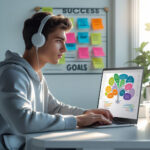 Junger Business-Manager arbeitet Fokussiert mit MindMapping - MindManager