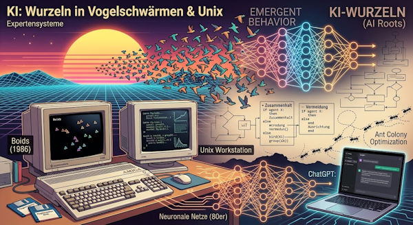 KI Wurzeln Vogelschwaerme