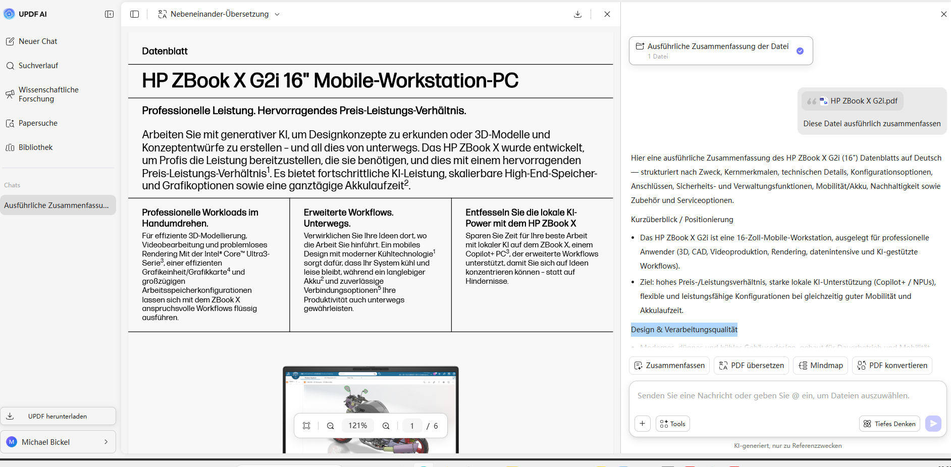 PDF Analyse mit UPDF AI
