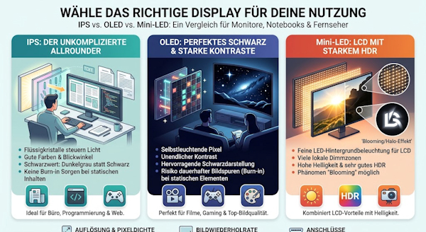 display typen uebersicht