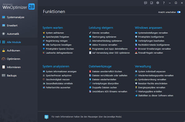win optimize 28 alle module
